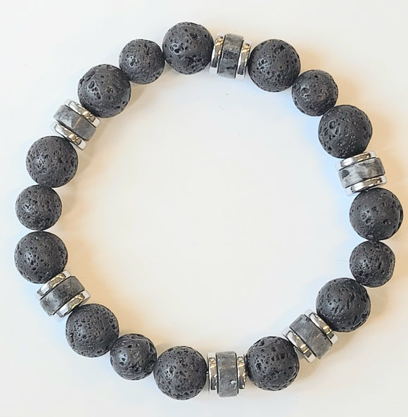 Men's 3P Custom Stone Bracelets (Lava Rock, Hematite, Labradorite) - Positive-Outlook-Grooming